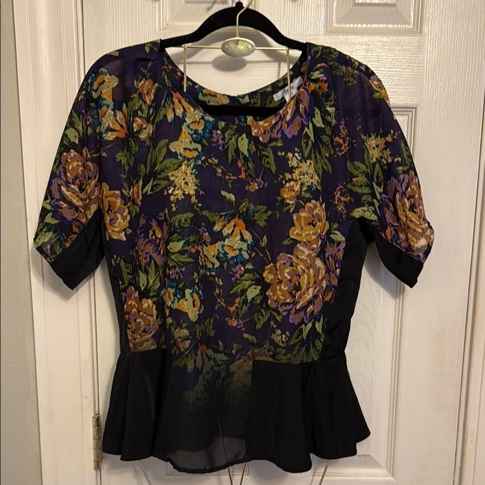 Bar III Multicolor Floral Peplum Blouse #553
